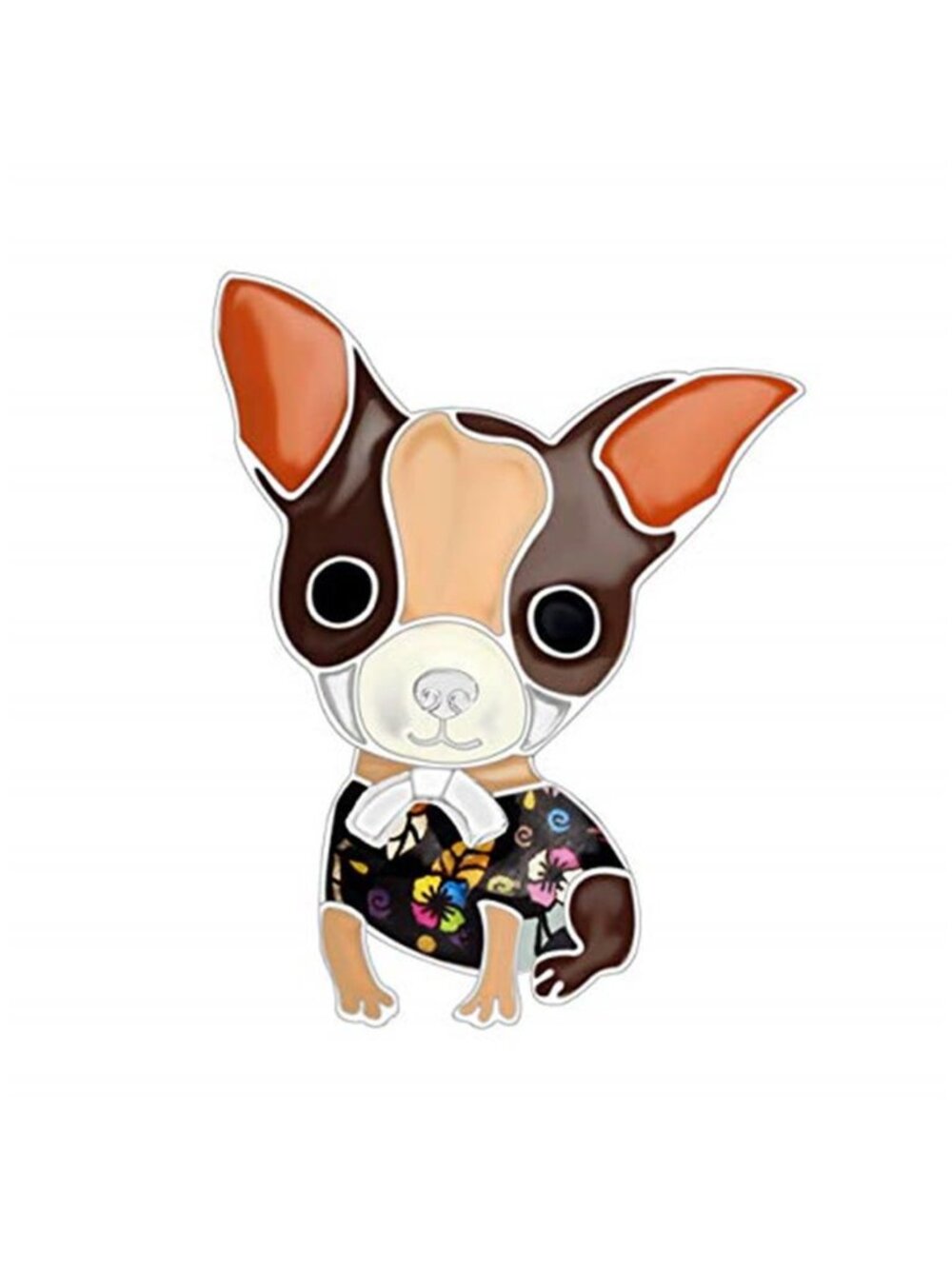 DOWAY Enamel Cartoon Chihuahua Brooch Pins for Women Badges Clothing Bags
